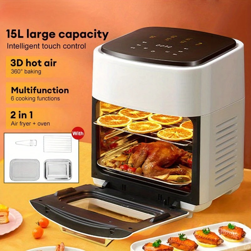Kitchen Appliances Oven - หม้อทอดไร้น้ำมันขนาดใหญ่ 15 ลิตร รุ่นใหม่ พร้อมหน้าจอดิจิตอลอัจฉริยะ สำหรับครัวเรือน