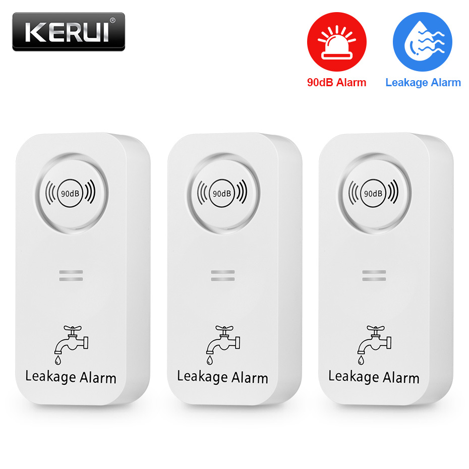 Kitchen Appliances Video - Kerui เซ็นเซอร์วัดน้ำไร้สาย, 90dB เตือนเครื่องตรวจรอยรั่วน้ำตรวจสอบการรั่วไหลและหยดน้ำสำหรับห้องครัวห้องน้ำ