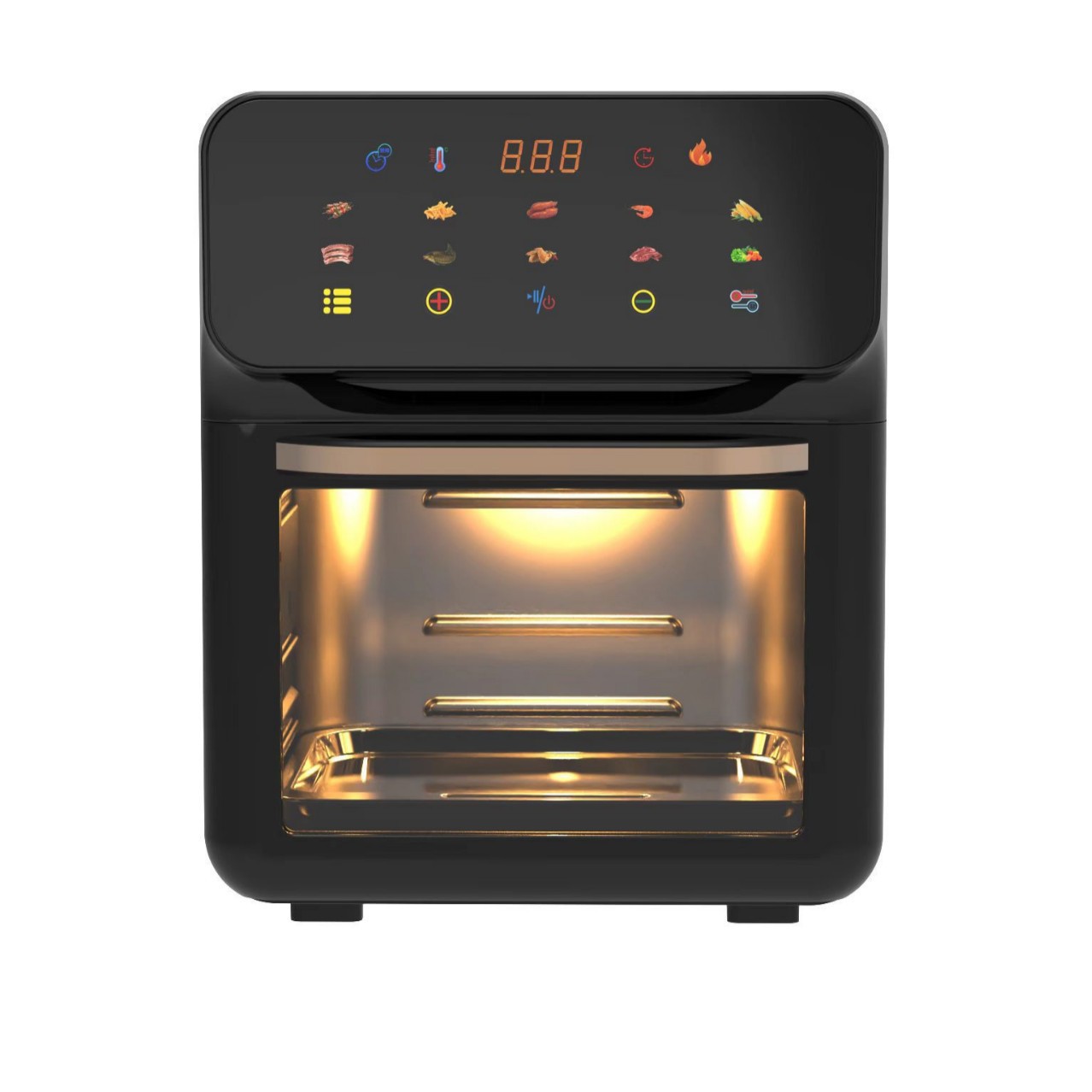Kitchen Appliances Oven - หม้อทอดไร้น้ำมันแบบมองเห็นได้ 15 ลิตร พร้อมหน้าต่างโปร่งใส 1350 วัตต์