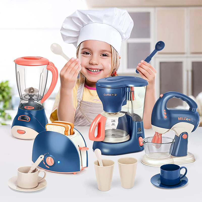 Kitchen Appliances To Gift - เครื่องใช้ในครัวเรือนขนาดเล็กของเล่นในครัว, ชุดเล่นแกล้งทําเป็นพร้อมเครื่องชงกาแฟเครื่องปั่นผสมและเครื่องปิ้งขนมปังสําหรับเด็กชายหญิงของขวัญ