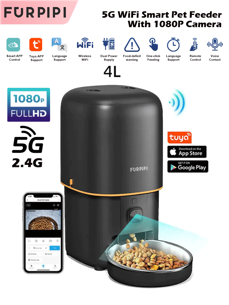 Kitchen Appliances Video - อัตโนมัติ Cat Feeder กล้องสัตว์เลี้ยงสมาร์ทอาหารแมว Kibble Dispenser