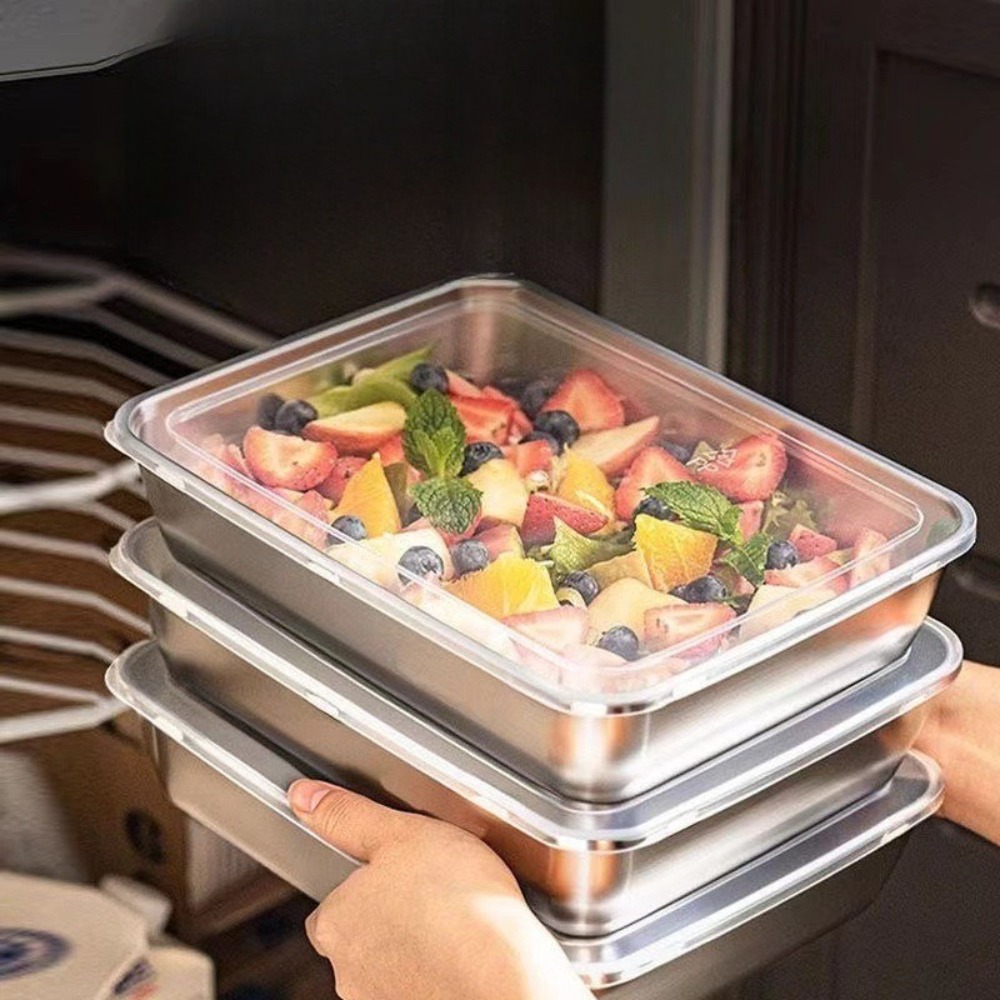 ถาดเสิร์ฟสแตนเลสเกรดอาหารพร้อม - Kitchen Appliances Organizer บทวิจารณ์และราคา
