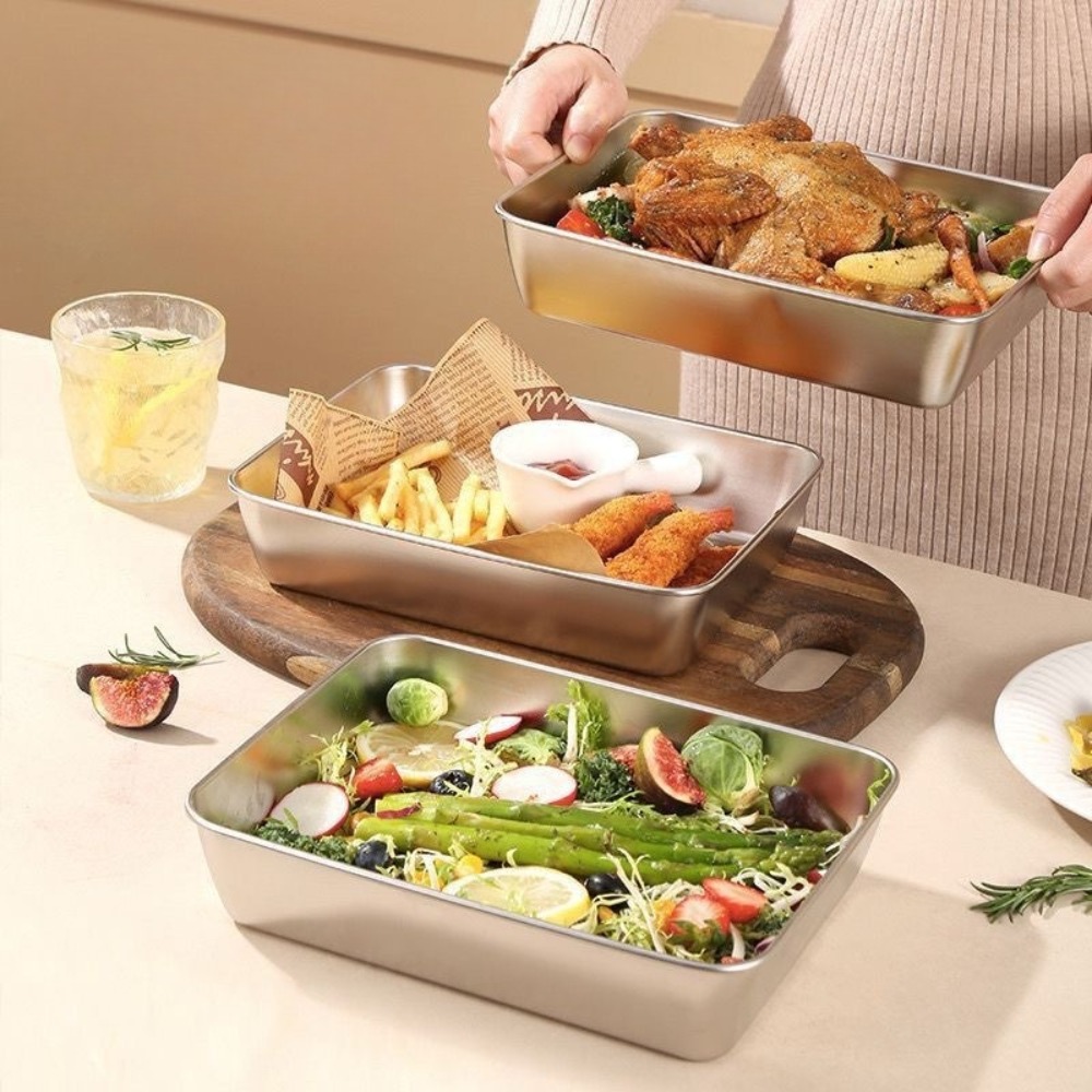ถาดเสิร์ฟสแตนเลสเกรดอาหารพร้อม - Kitchen Appliances Organizer บทวิจารณ์และราคา