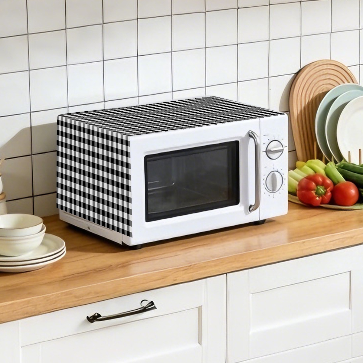 ผ้าคลุมเตาไมโครเวฟลายสก๊อตสีขา - Kitchen Appliances Oven บทวิจารณ์และราคา
