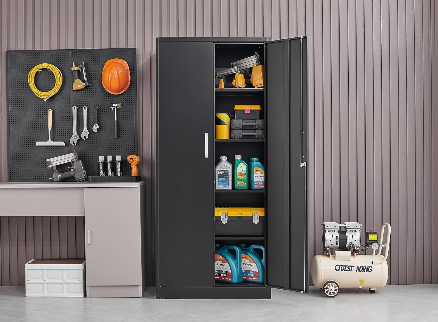 ตู้เก็บของโลหะพร้อมชั้นวางปรับ - Kitchen Appliances Organizer บทวิจารณ์และราคา