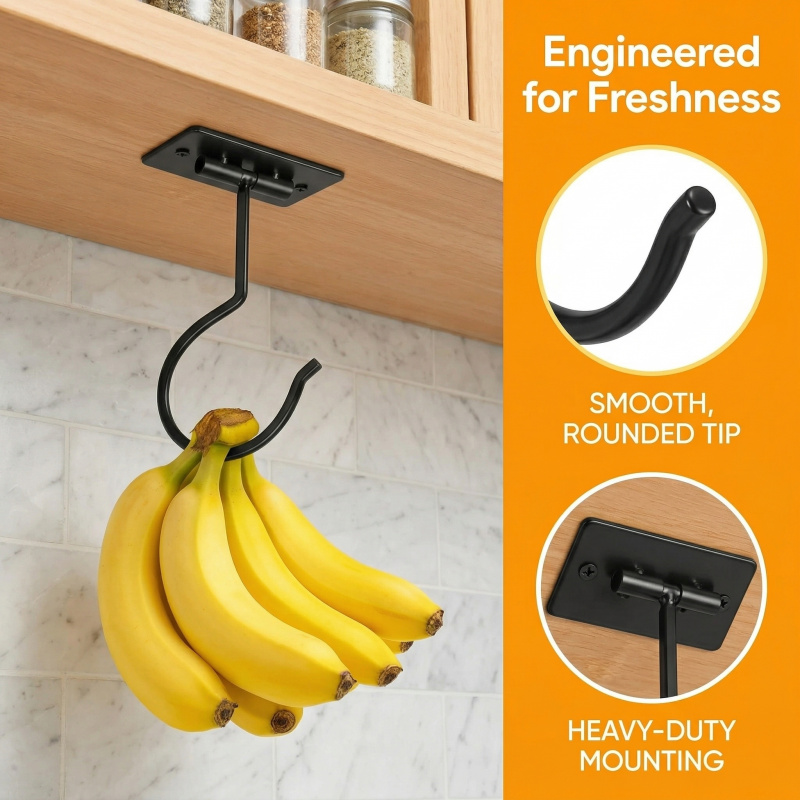 ตะขอแขวนกล้วยแบบติดผนังโลหะสีด - Kitchen Appliances Organizer บทวิจารณ์และราคา